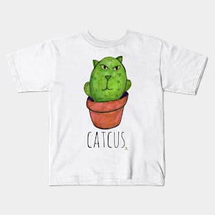 Catcus Funny Pet Cactus Cat Cartoon Kids T-Shirt